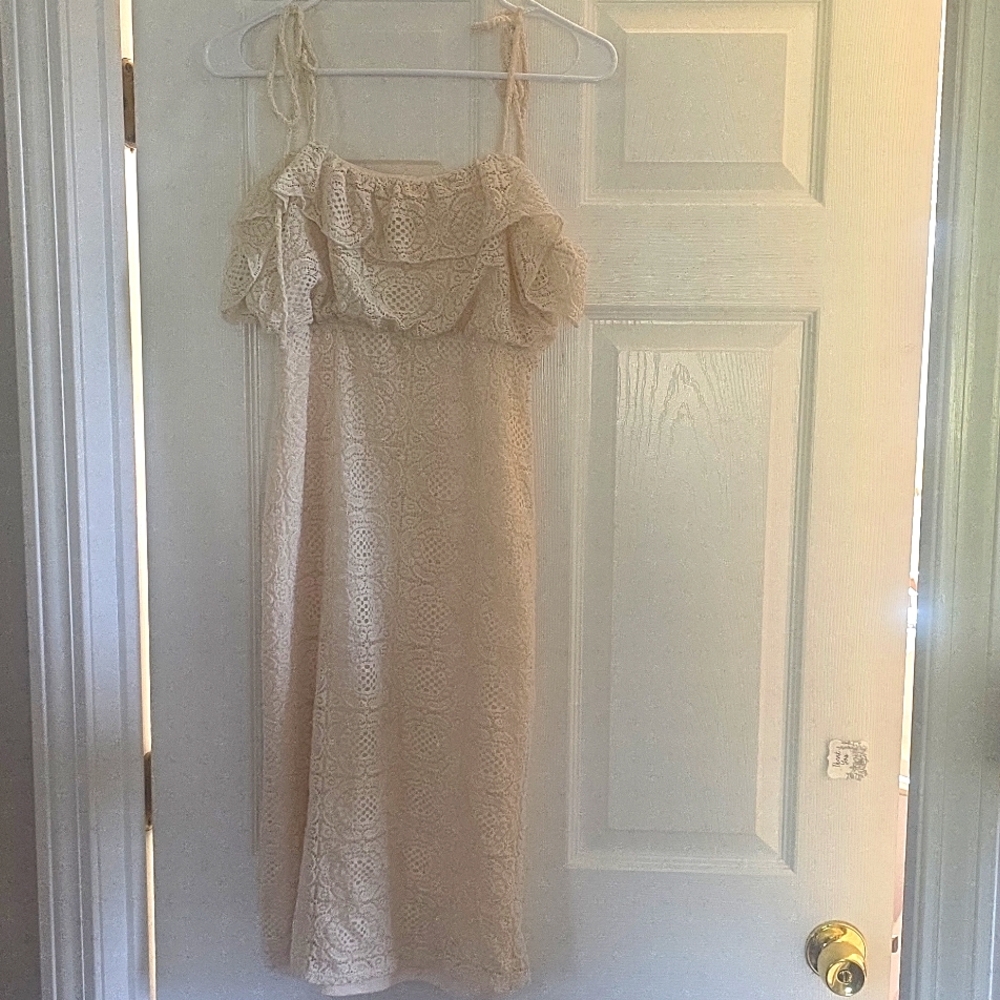 June & Hudson Cream Lace Midi Dress